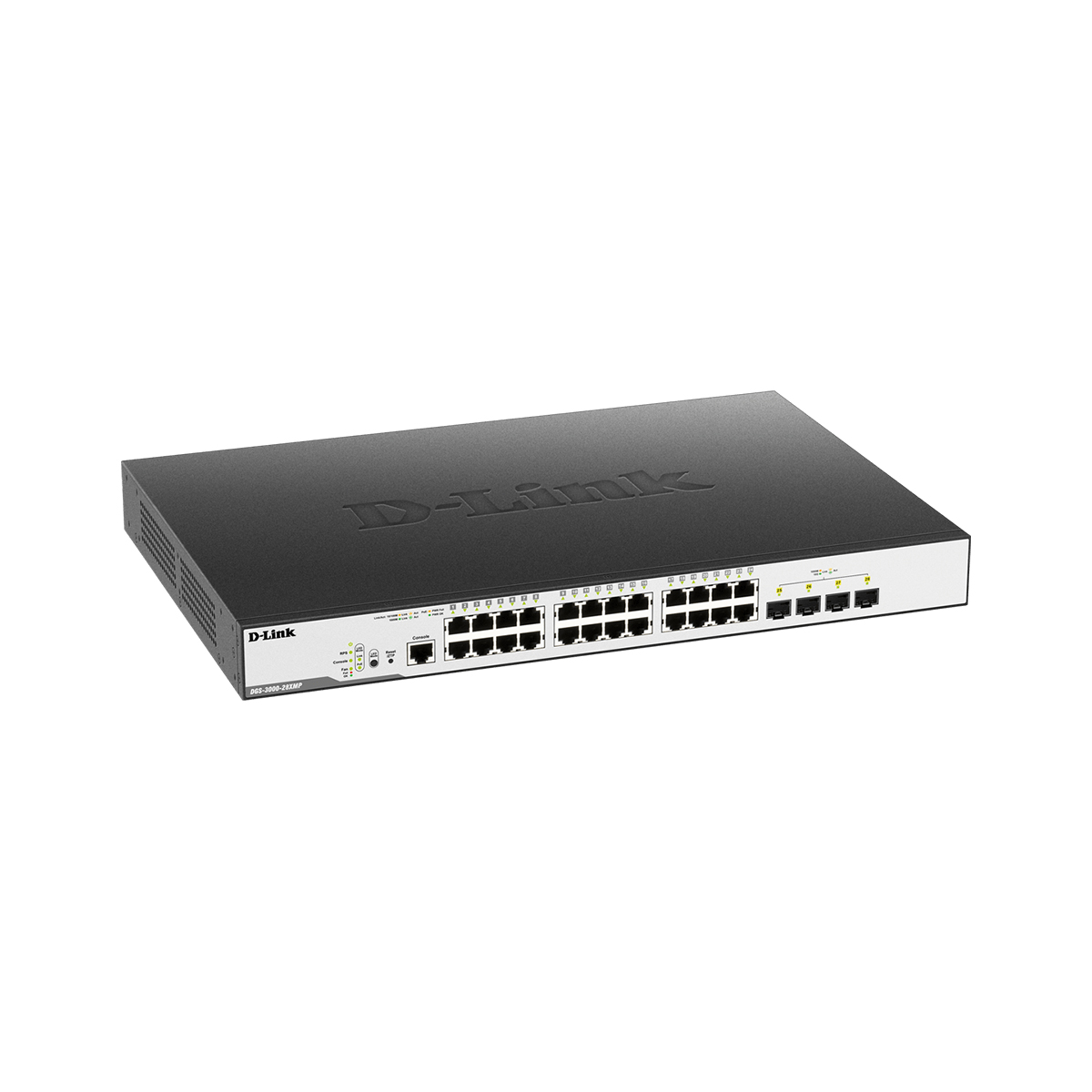 سوئیچ شبکه مدیریتی 24 پورت PoE با 4 پورت SFP دی لینک مدل DGS-3000-28XMP-2